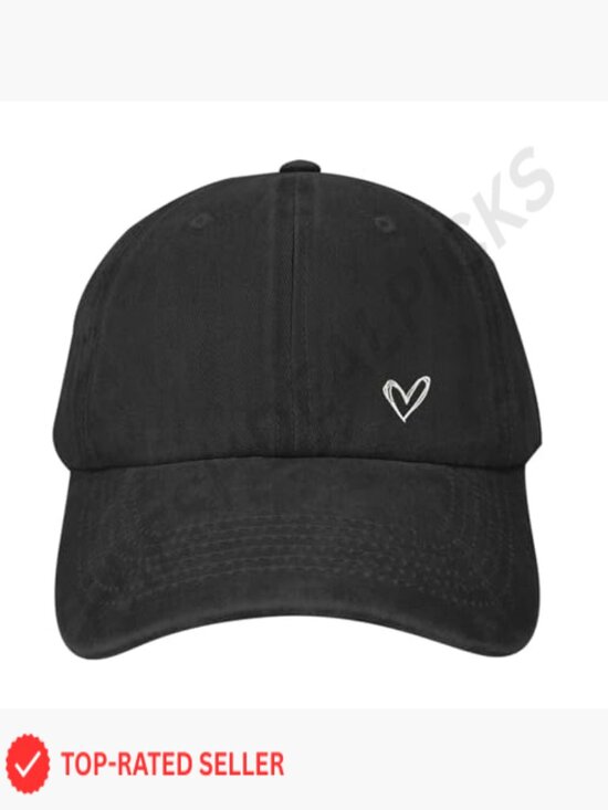 Heart Embroidered Baseball Cap Distressed Washed Cotton Adjustable Unisex Low main image 6